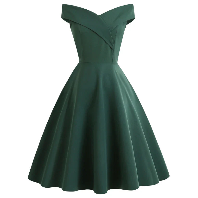 Damen Elegante Skulderfri Kjole | Midi