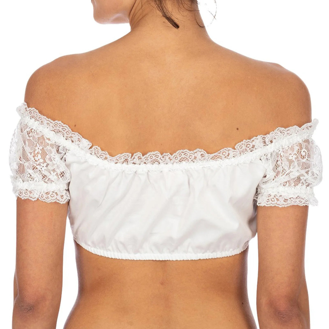 Damen Hvit Oktoberfest Dirndl Bluse