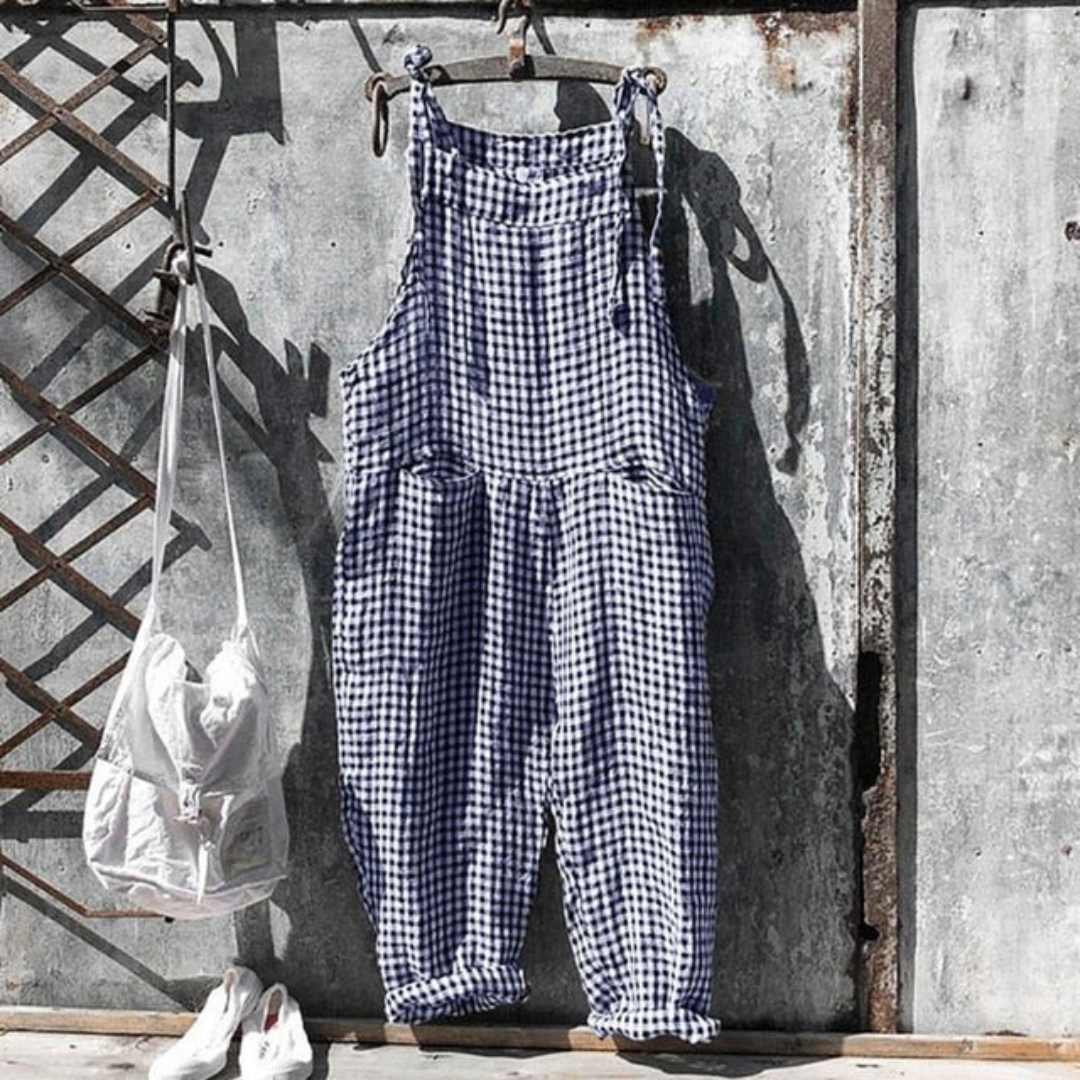 Dame Avslappet Passform Stripete Jumpsuit | Uten Ermer