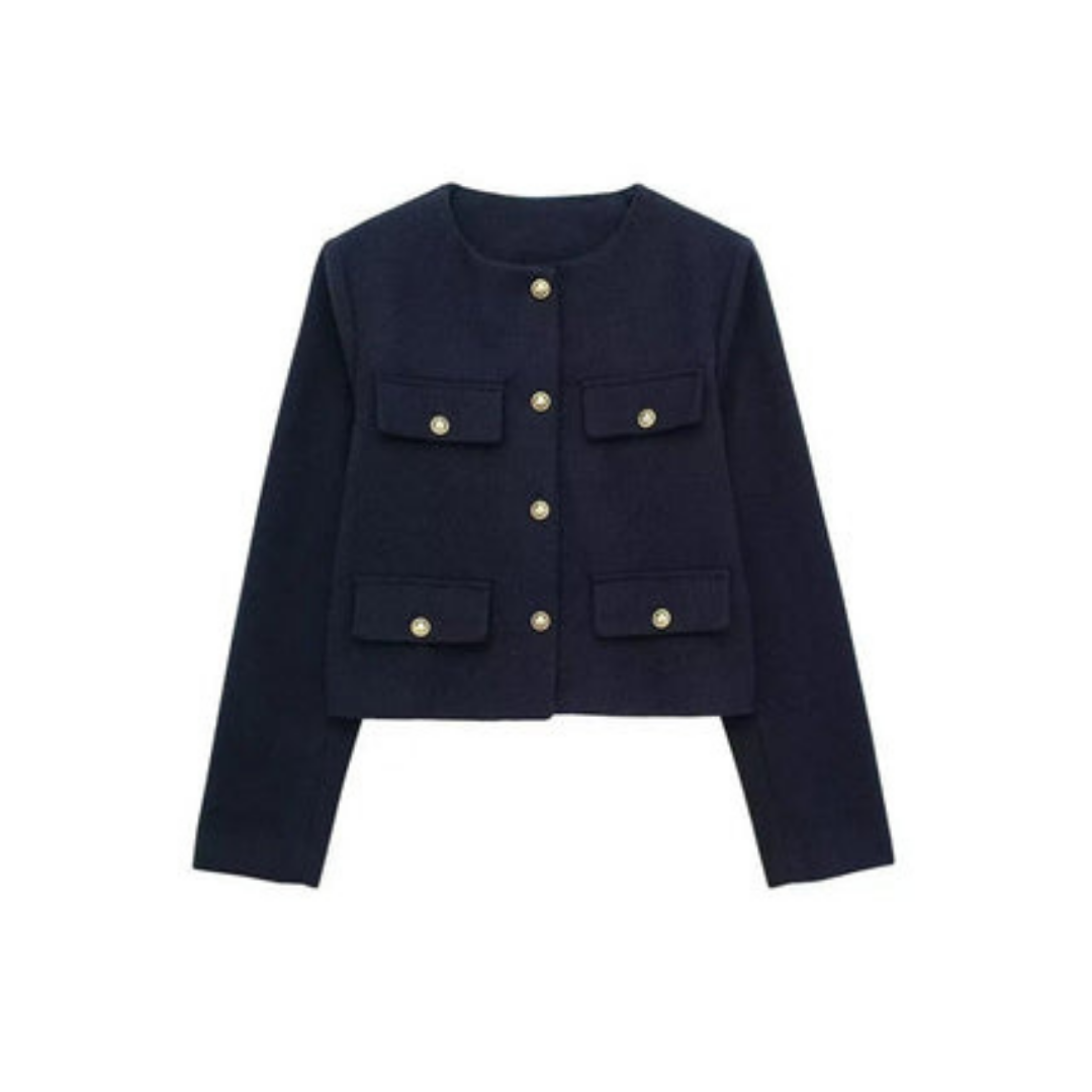 Damen Elegant Korte Vintage Jakke | Langermet