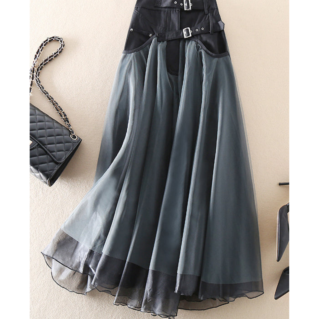 Dame Høy Midje Lagenlook Midiskjørt | Elegant