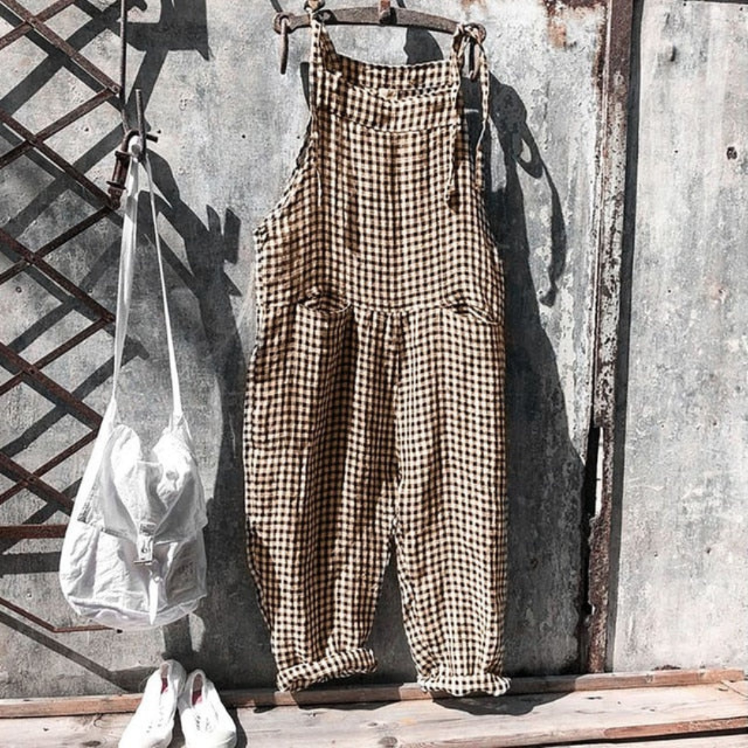 Dame Avslappet Passform Stripete Jumpsuit | Uten Ermer