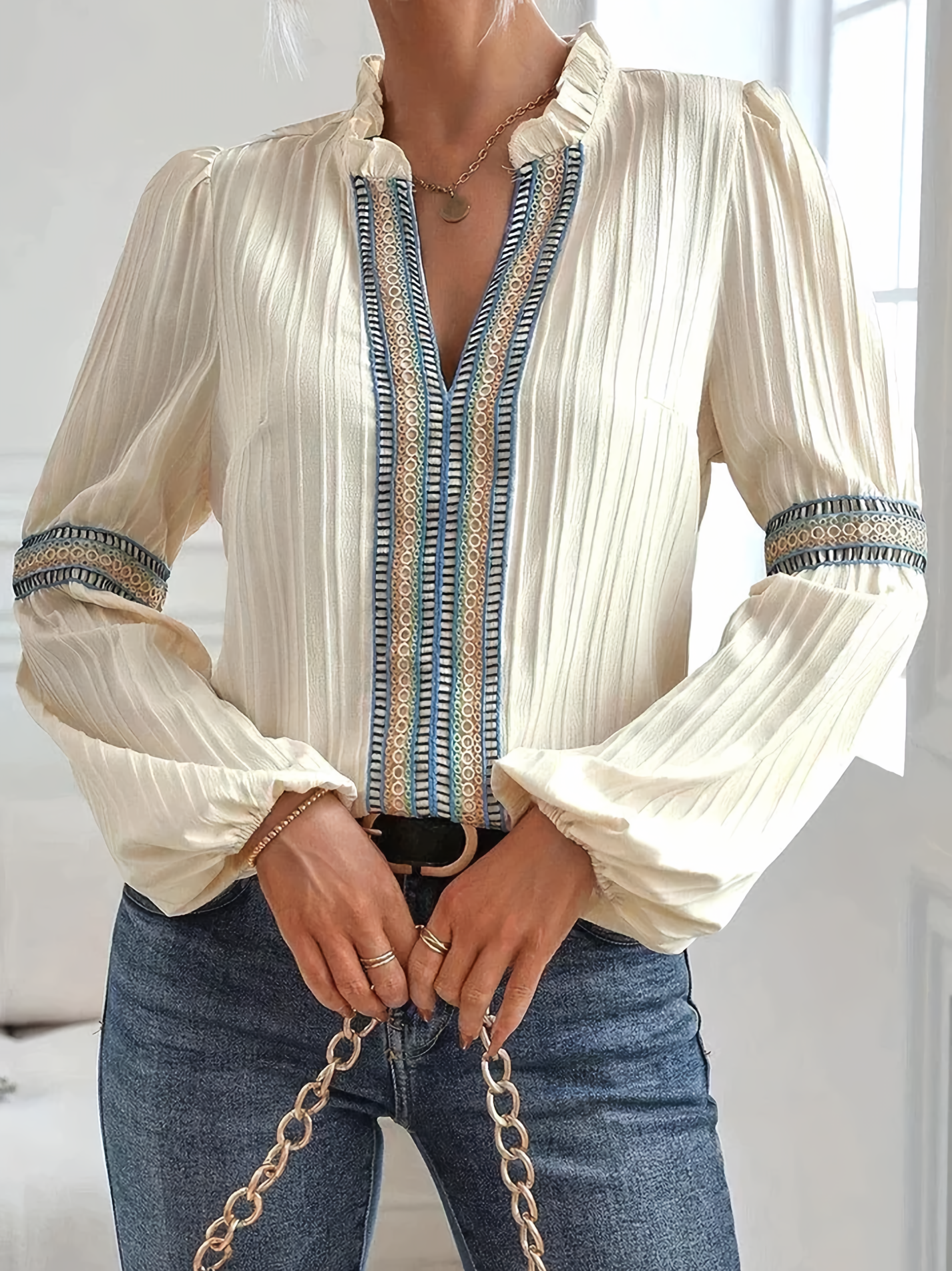 Felicia | Vintage-bluse med volanger