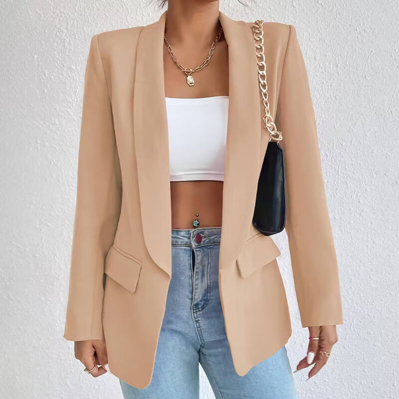 Dame Langarm Åpen Front Blazer | Elegant