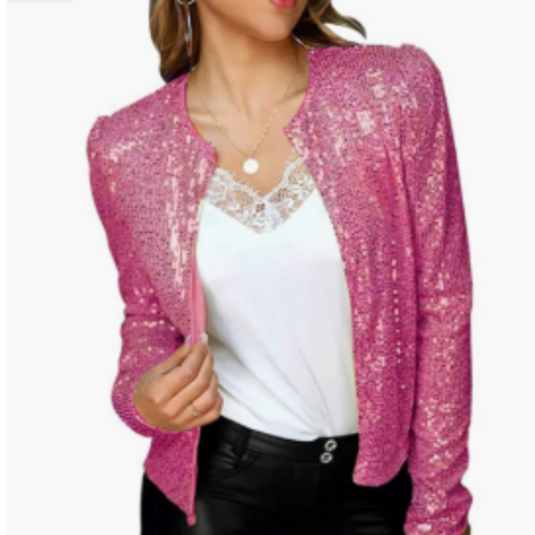 Dame Pailletter Glidelås Blazer | Korte