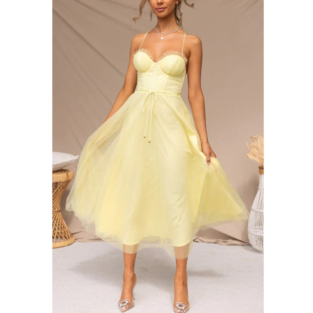 Damen Elegant Spaghettitråder Kjole | Maxi