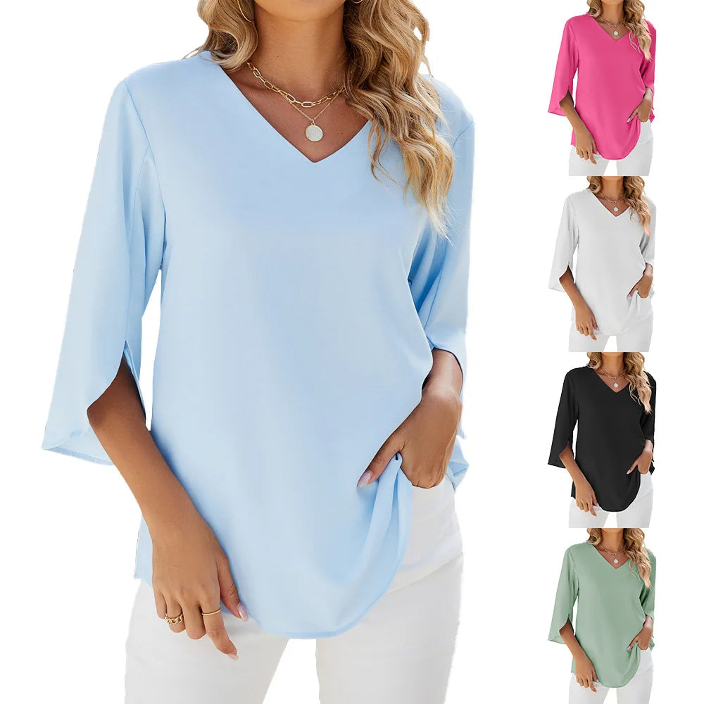 Myk | Elegant Bluse med V-hals for Damer