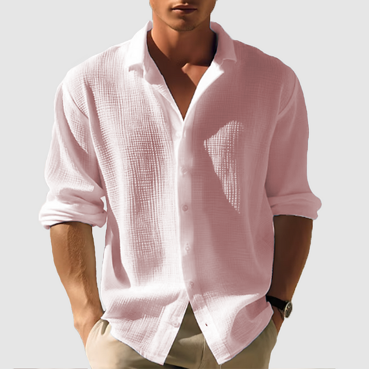 Frederik | Ensfarget langermet button-down skjorte