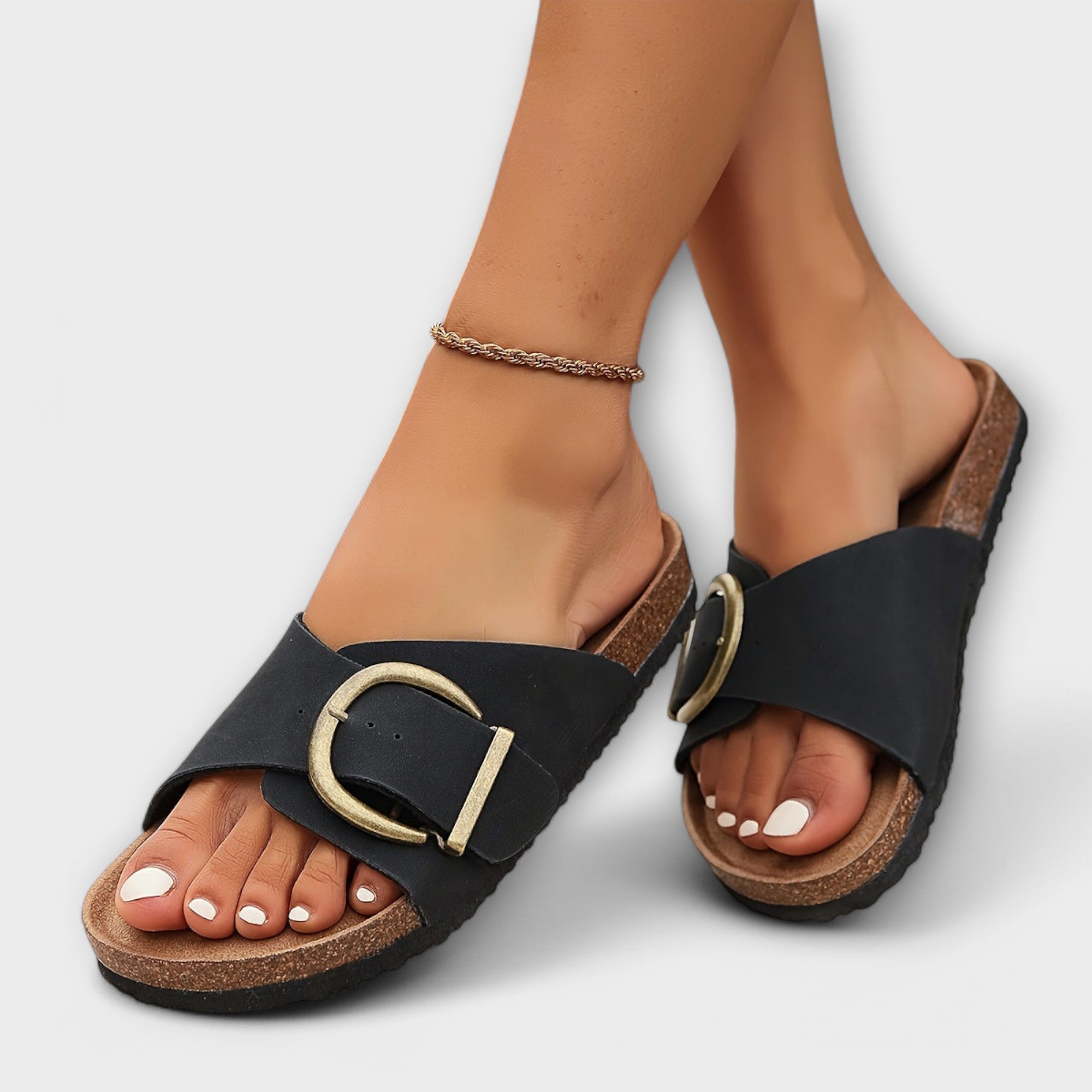 Margie - Dame Kork Sandaler med Spenne Design