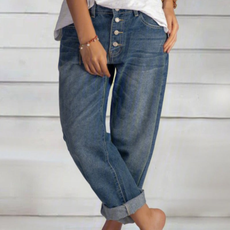 Corbine | Designer Bred Damejeans | Blå