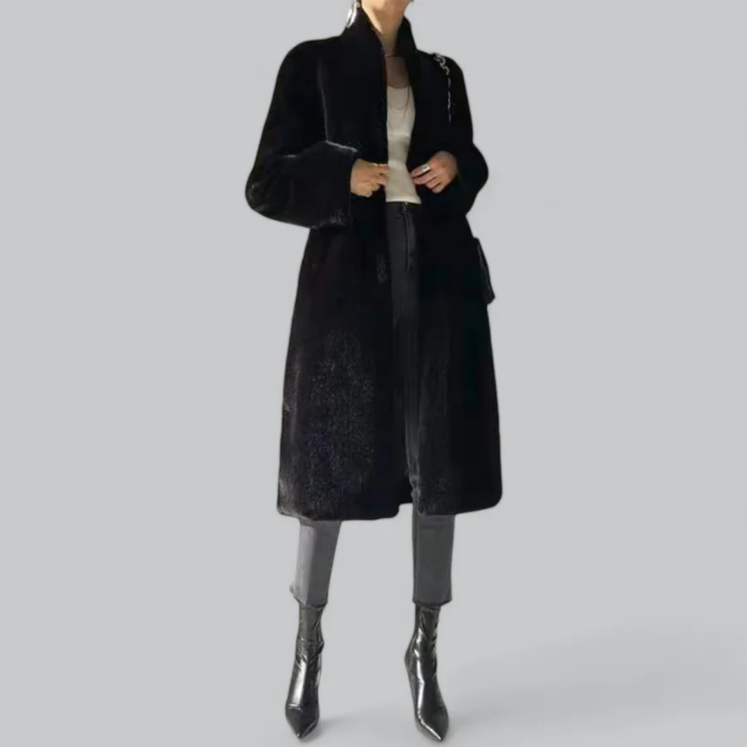 Damen Lange Vinter Varme Trench Mantel | Svart