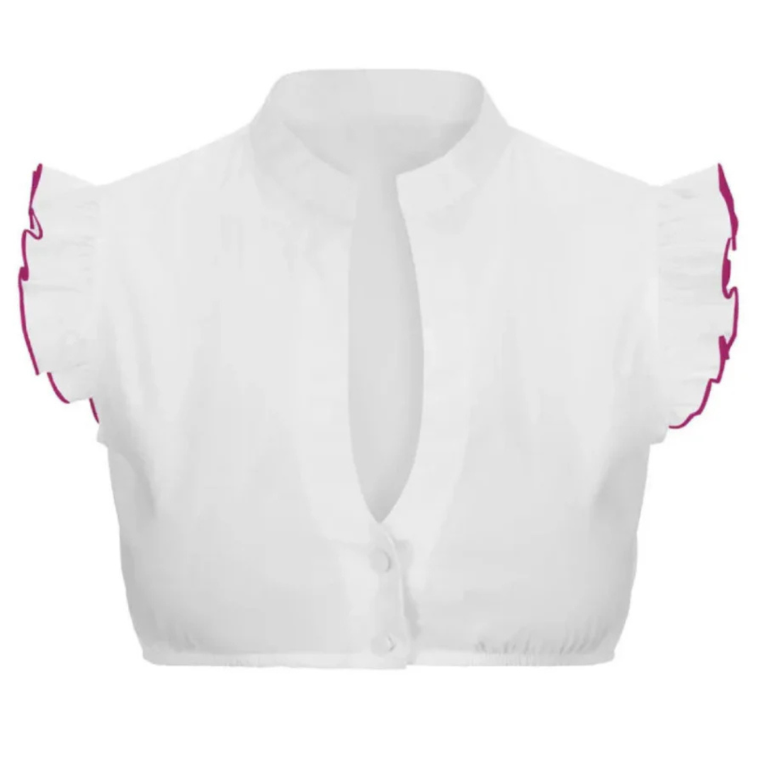 Dame Oktoberfest Bluse med Volanger | Korte Ermer