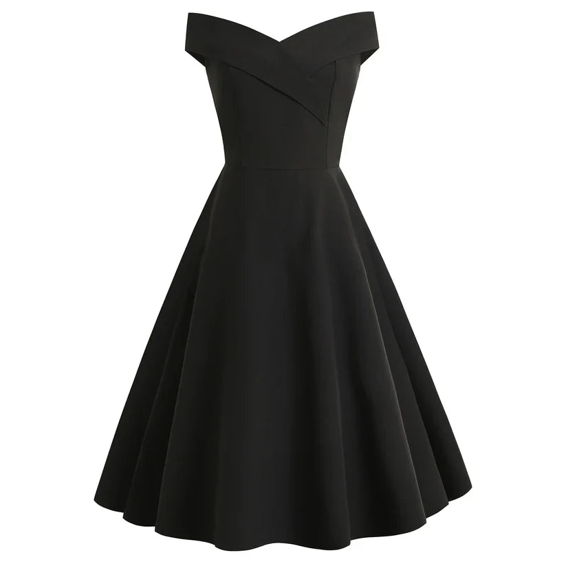 Damen Elegante Skulderfri Kjole | Midi