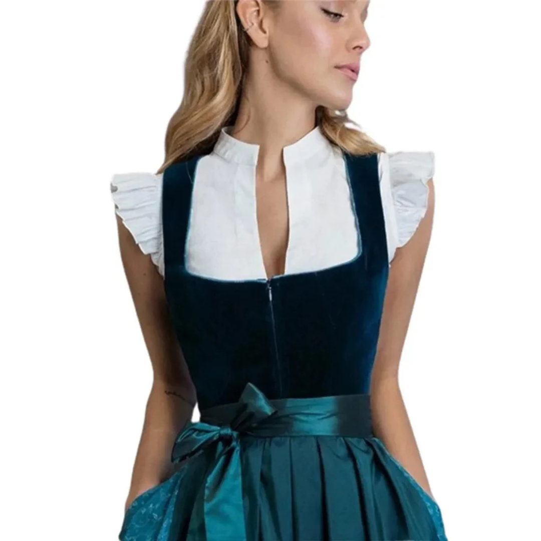 Dame Oktoberfest Bluse med Volanger | Korte Ermer