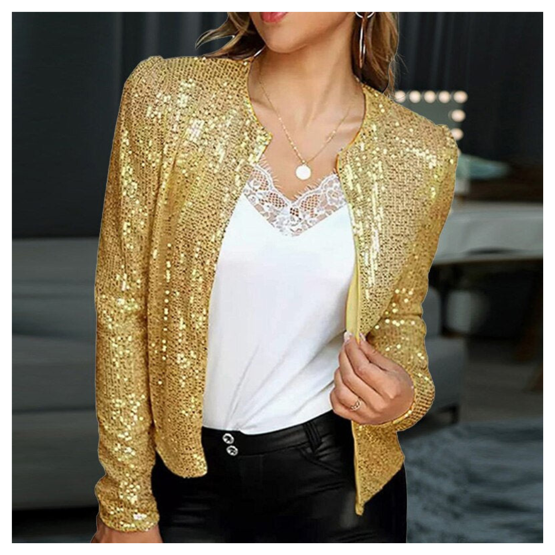Dame Pailletter Glidelås Blazer | Korte