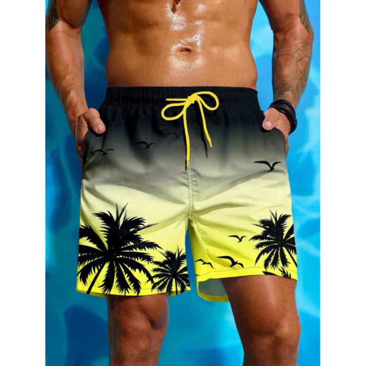 Badeshorts med Palmetrær Print for Herrer | Pustende