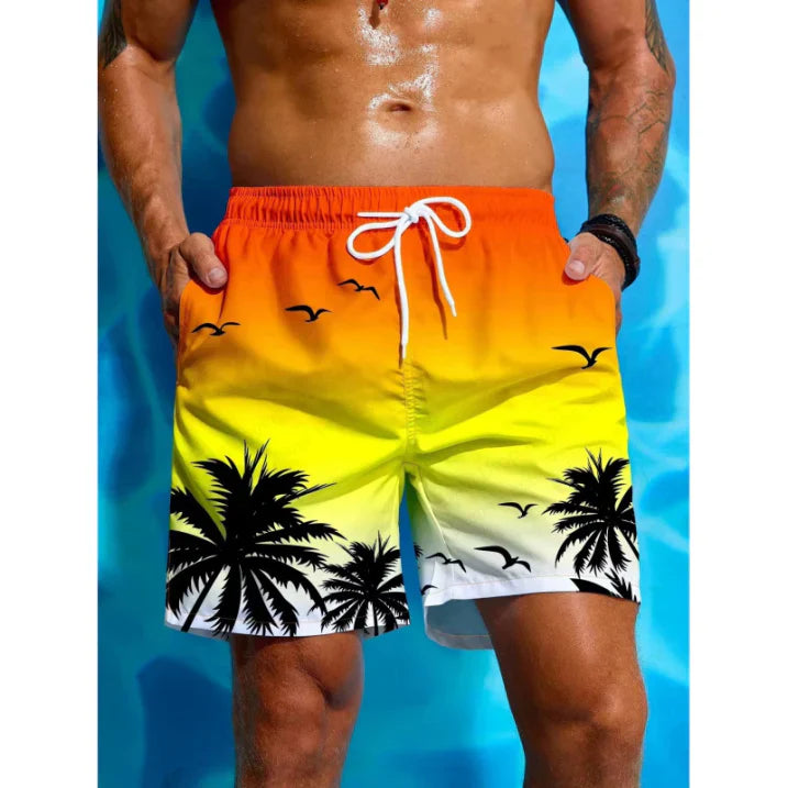 Badeshorts med Palmetrær Print for Herrer | Pustende