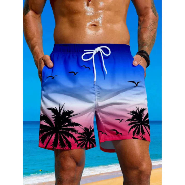 Badeshorts med Palmetrær Print for Herrer | Pustende