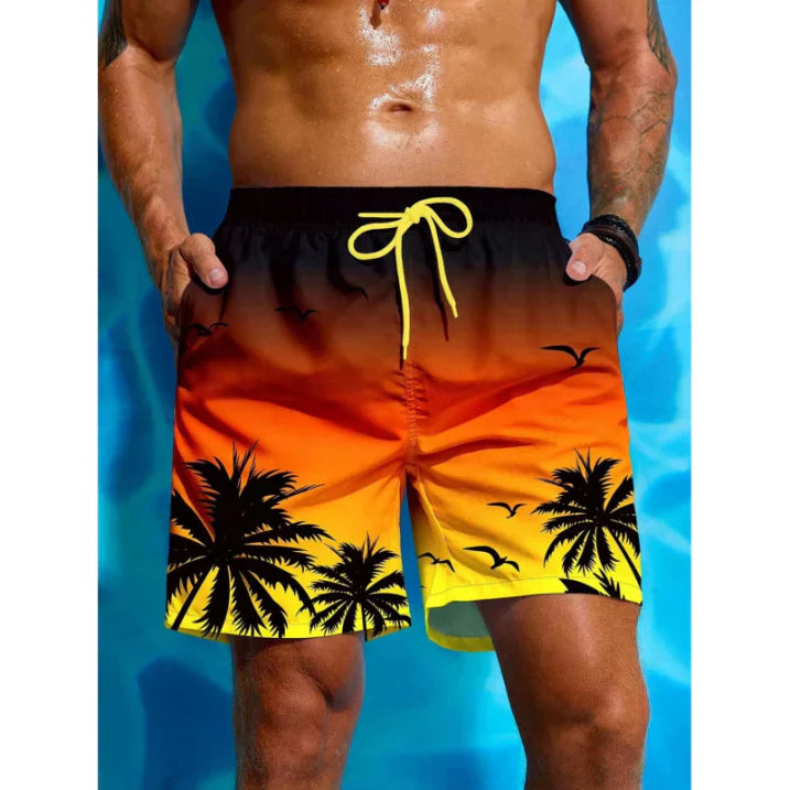 Badeshorts med Palmetrær Print for Herrer | Pustende