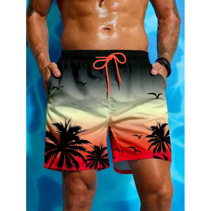 Badeshorts med Palmetrær Print for Herrer | Pustende