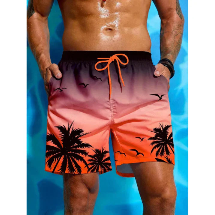 Badeshorts med Palmetrær Print for Herrer | Pustende