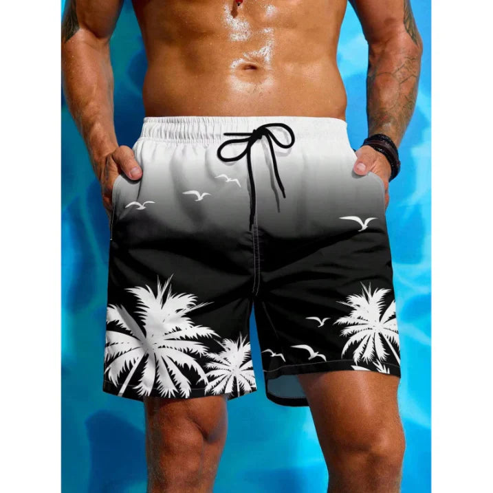 Badeshorts med Palmetrær Print for Herrer | Pustende