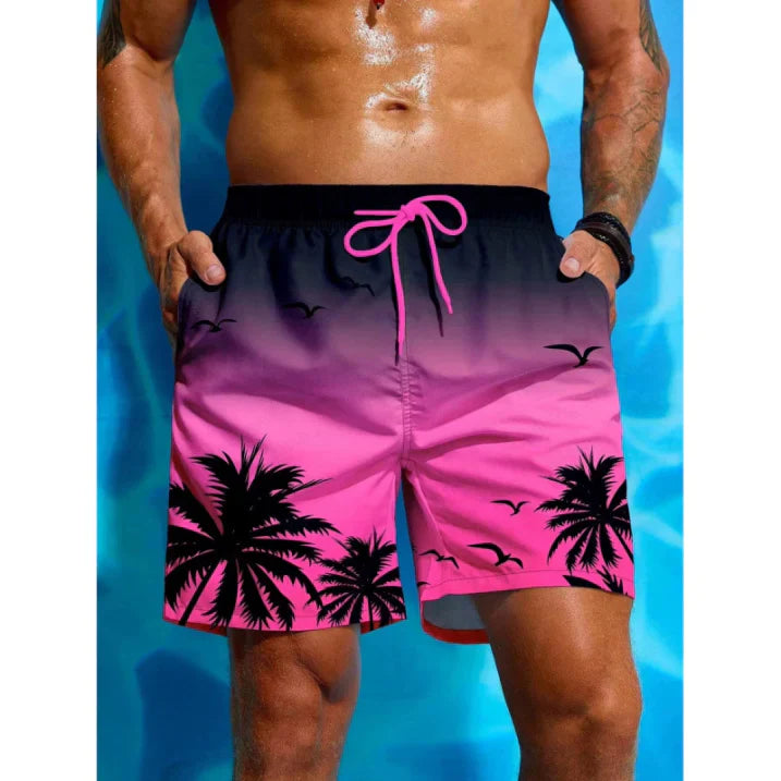 Badeshorts med Palmetrær Print for Herrer | Pustende