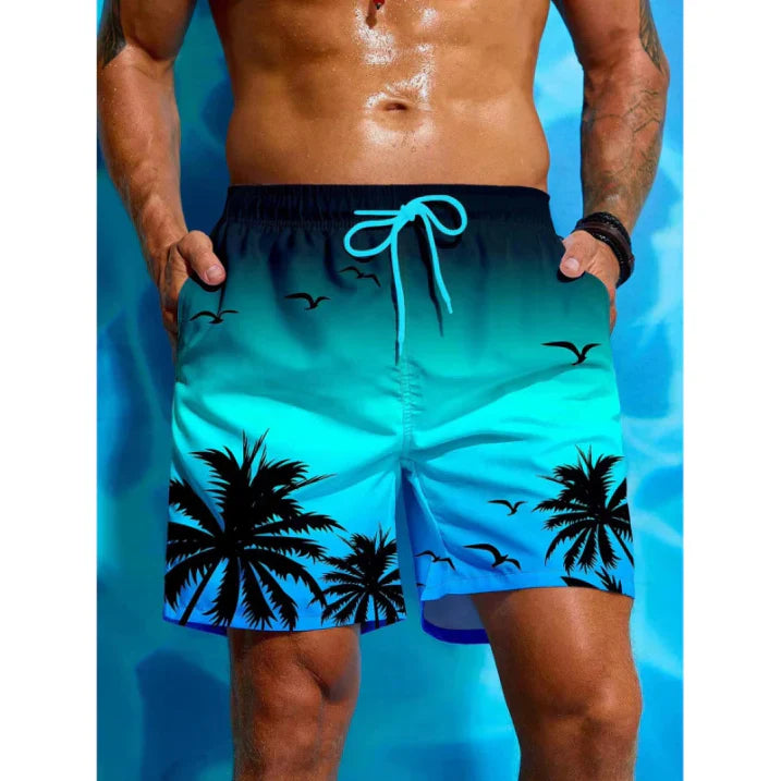 Badeshorts med Palmetrær Print for Herrer | Pustende