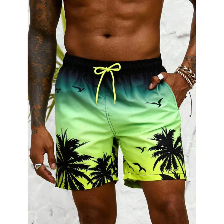Badeshorts med Palmetrær Print for Herrer | Pustende