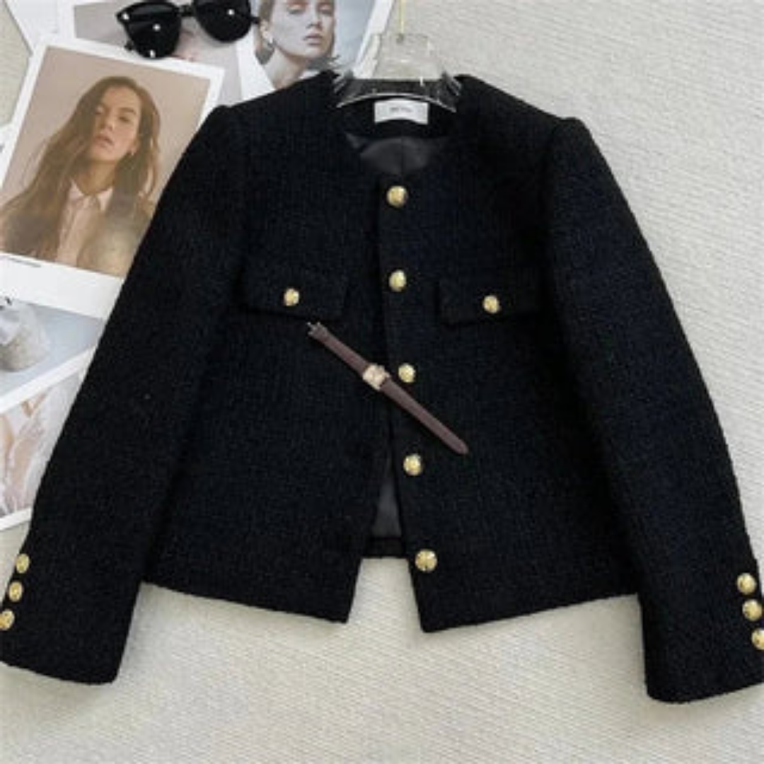 Dame Elegant Svart Jakke | Korte