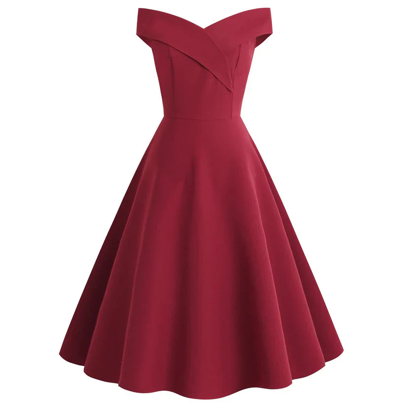 Damen Elegante Skulderfri Kjole | Midi