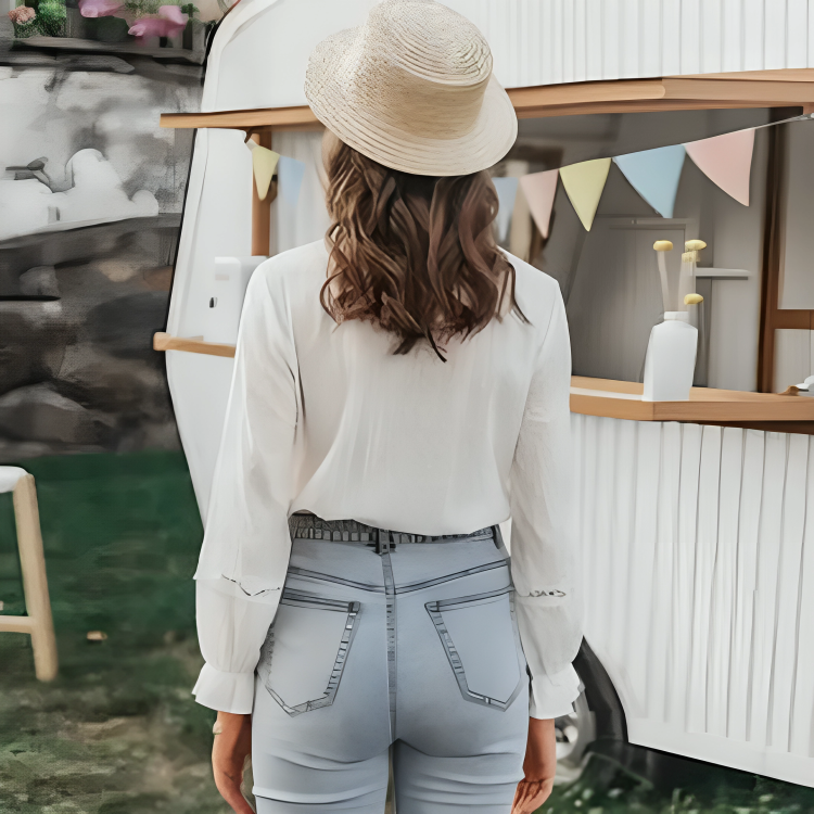 Damen Elegant Knappe Dun Rynket Skjorte | Langermet