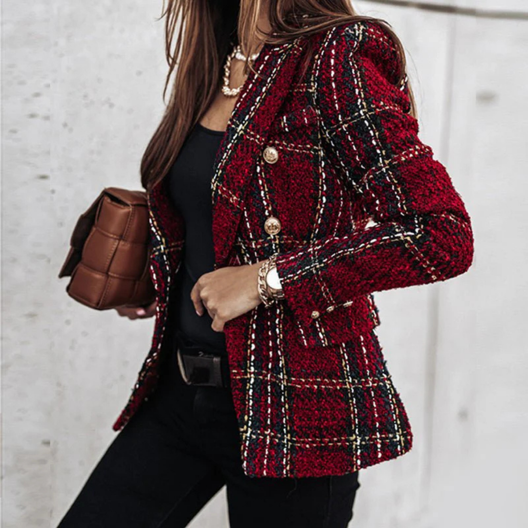 Dame Elegant Rutete Blazer | Langermet