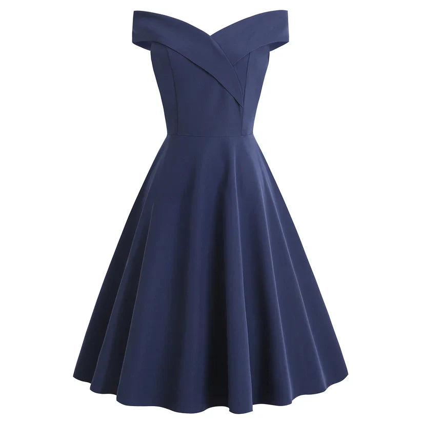 Damen Elegante Skulderfri Kjole | Midi