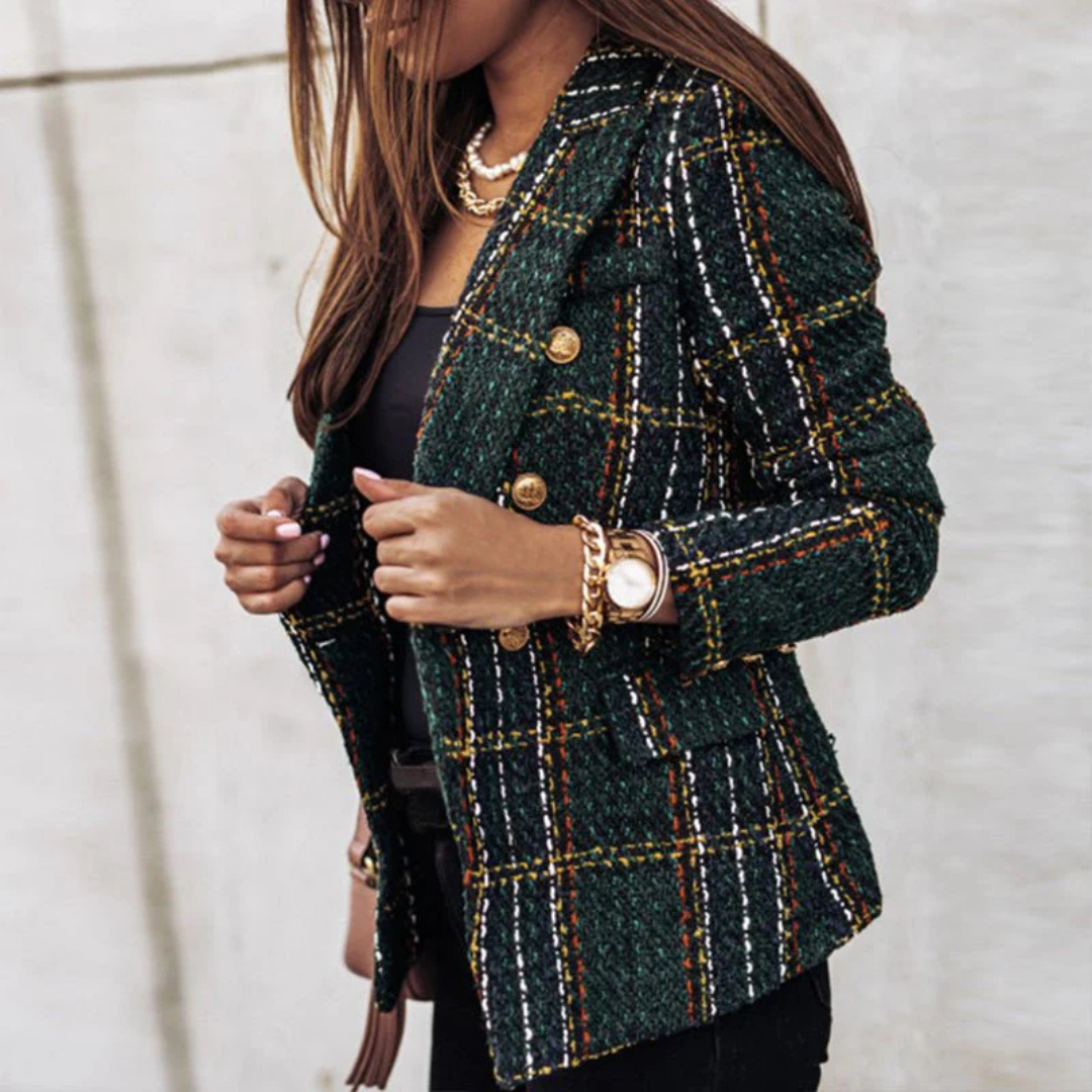 Dame Elegant Rutet Blazer | Langermet
