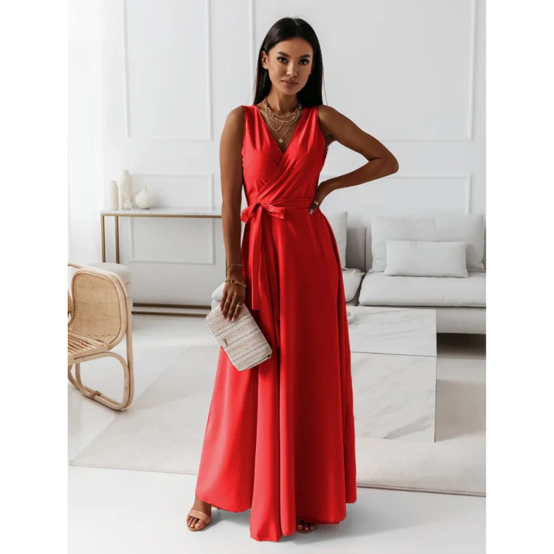 Damen V-Hals Uten Ermer Kjole | Maxi