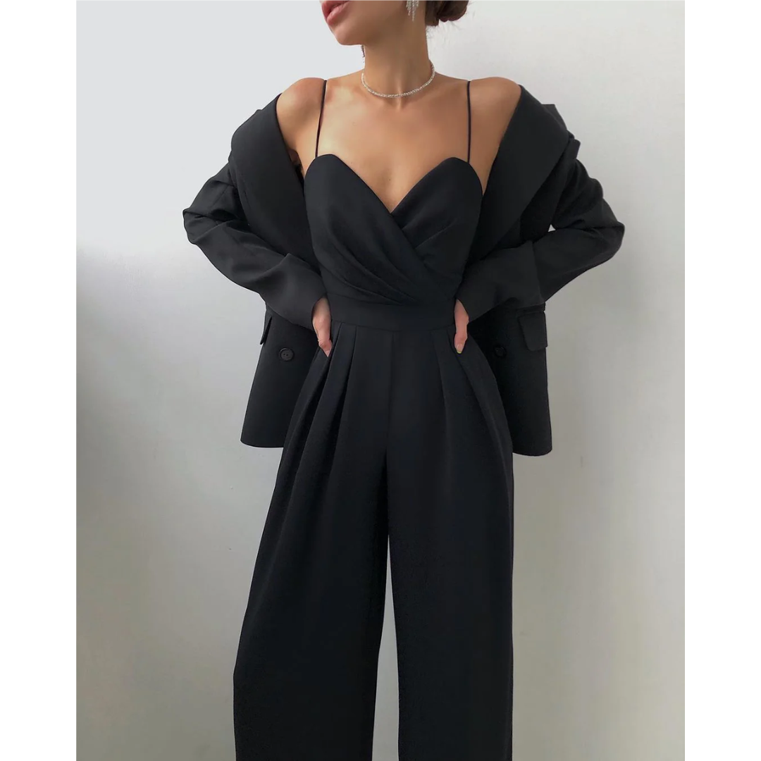 Dame Elegant Vid Beina Jumpsuit | Spaghettistropper