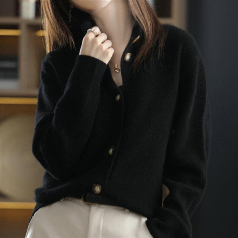 Brune | Dame Myk Strikkegenser | Varm