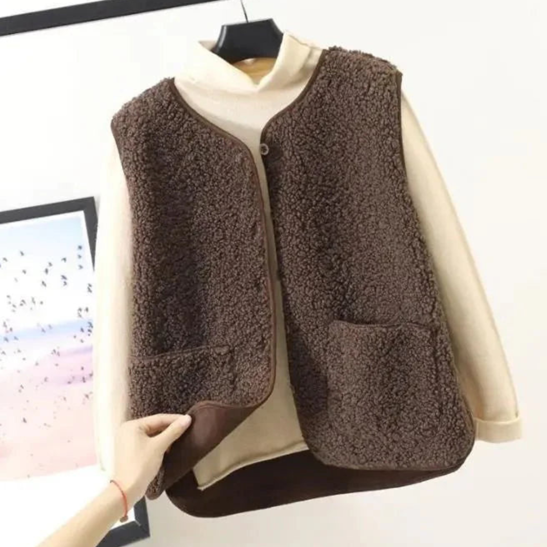 Dame Knapp Dun Varm Vest | Uten Ermer