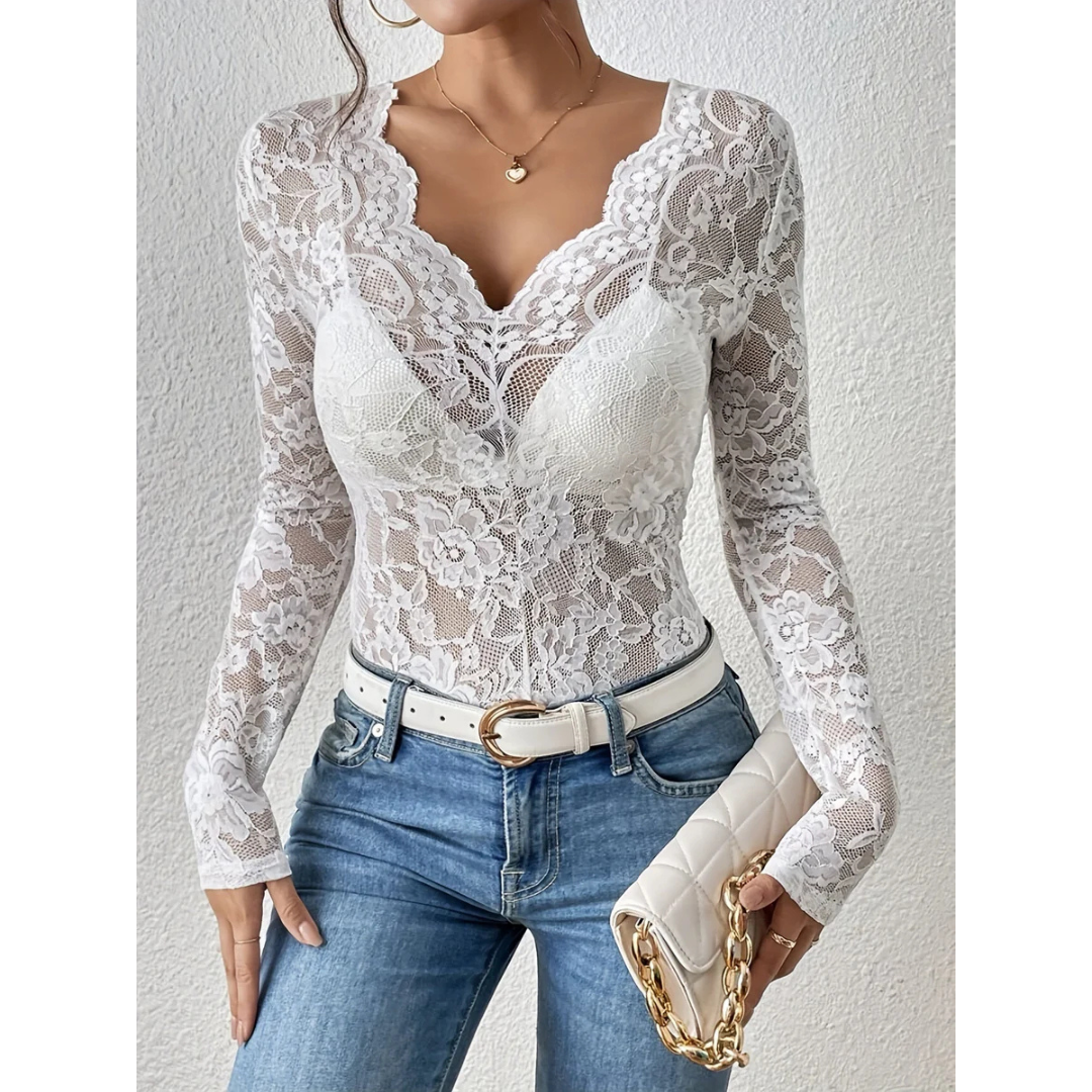 Damen V Utringning Blomstret Overdel | Elegant