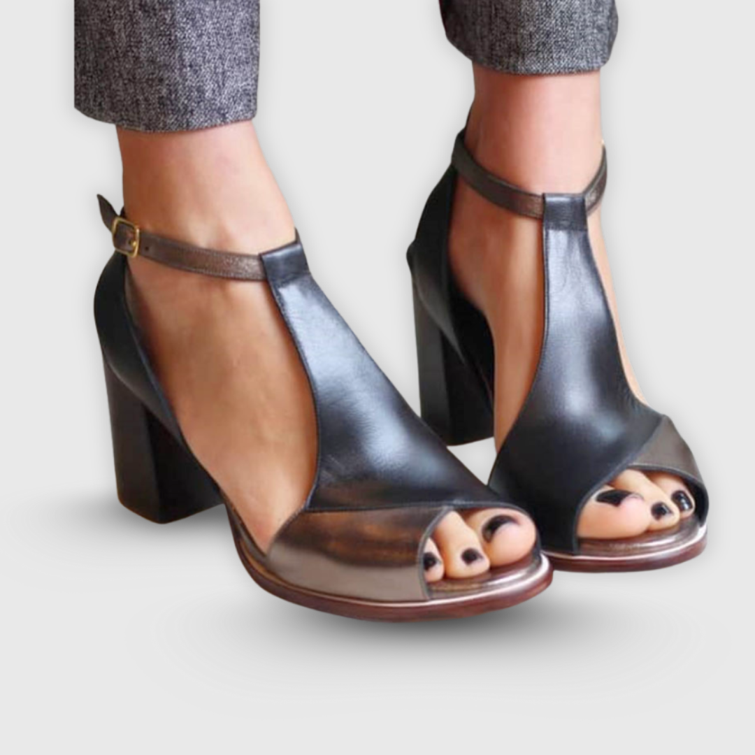 Anais™ | Sandal med Blokkhelt og Patchwork