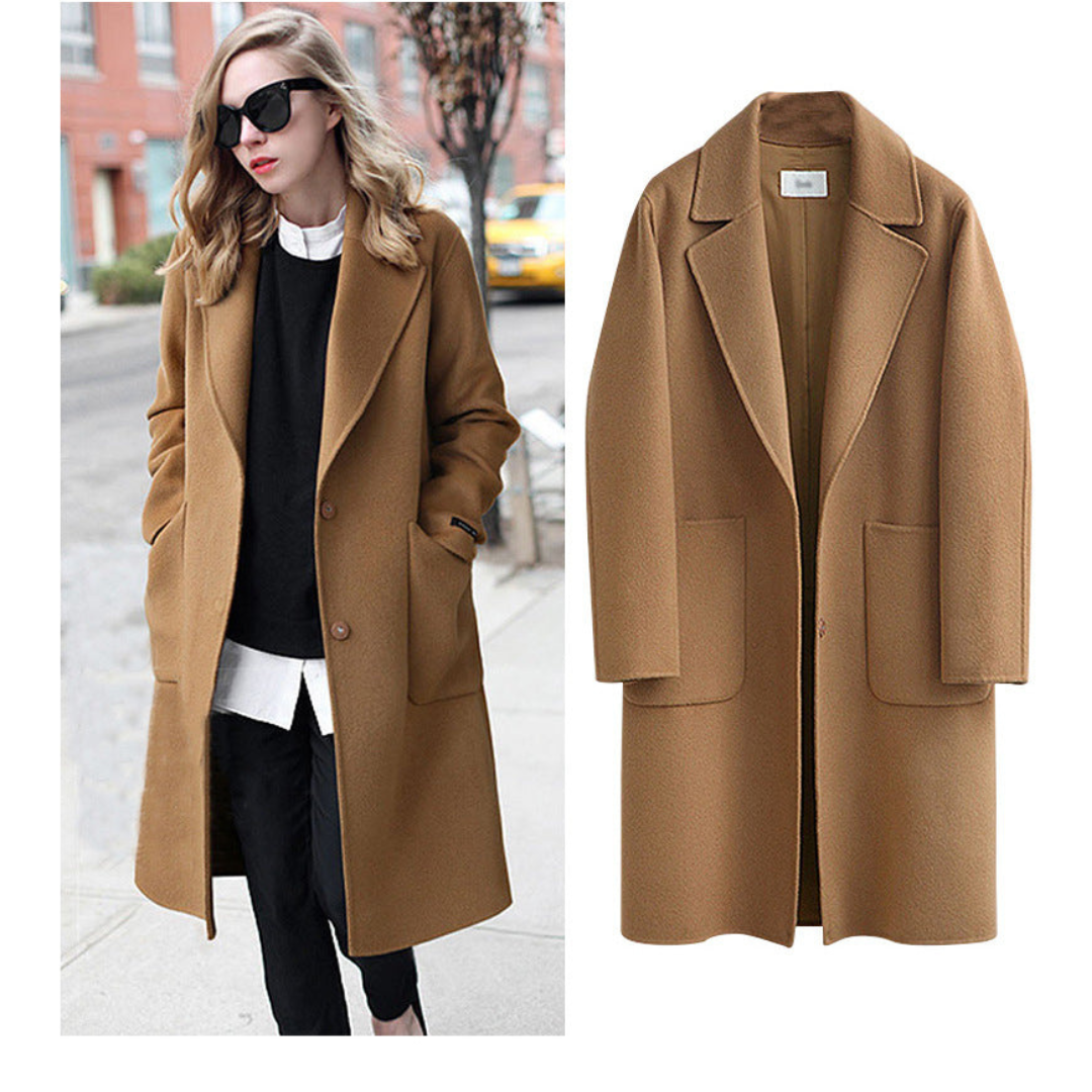 Damen Langarm Vinter Varme Trench Kåpe | Lange