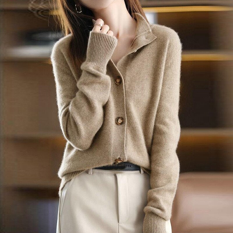 Brune | Dame Myk Strikkegenser | Varm