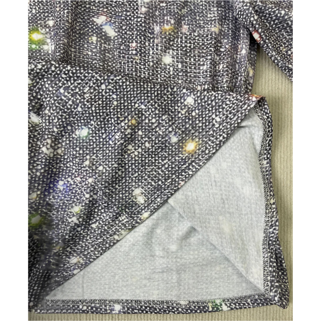 Salbina | Dame Metallisk Disco Glittertrykk Topp | V-Utringning
