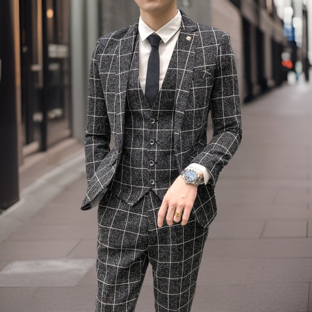 Herren Rutete Mønster Tre-delt Dress Sett | Bryllupsgjest Dress