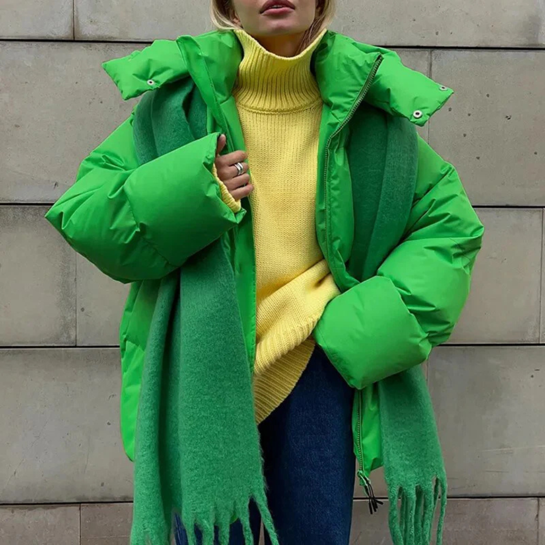 Stellianet | Dame Puffer Jakke med Hette | Oversize