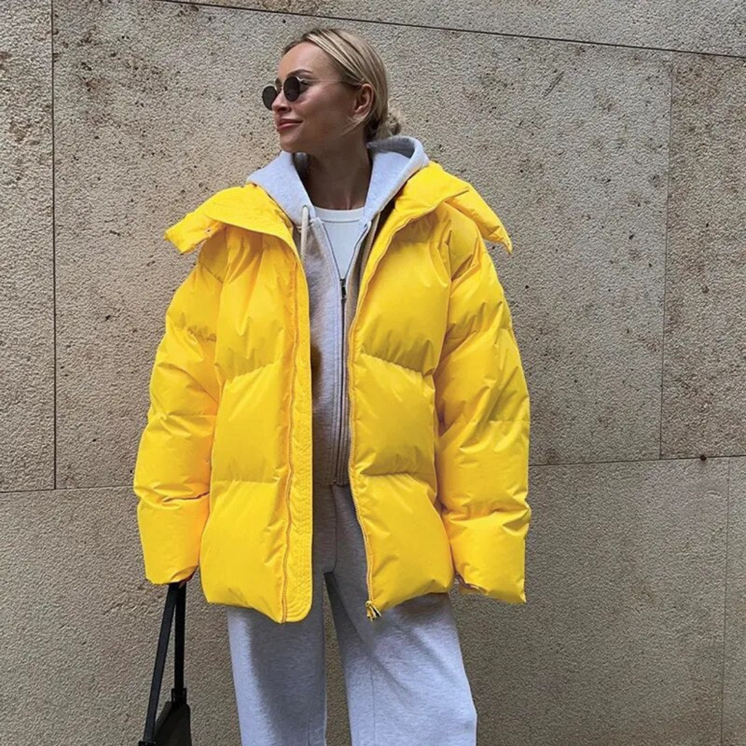 Stellianet | Dame Puffer Jakke med Hette | Oversize