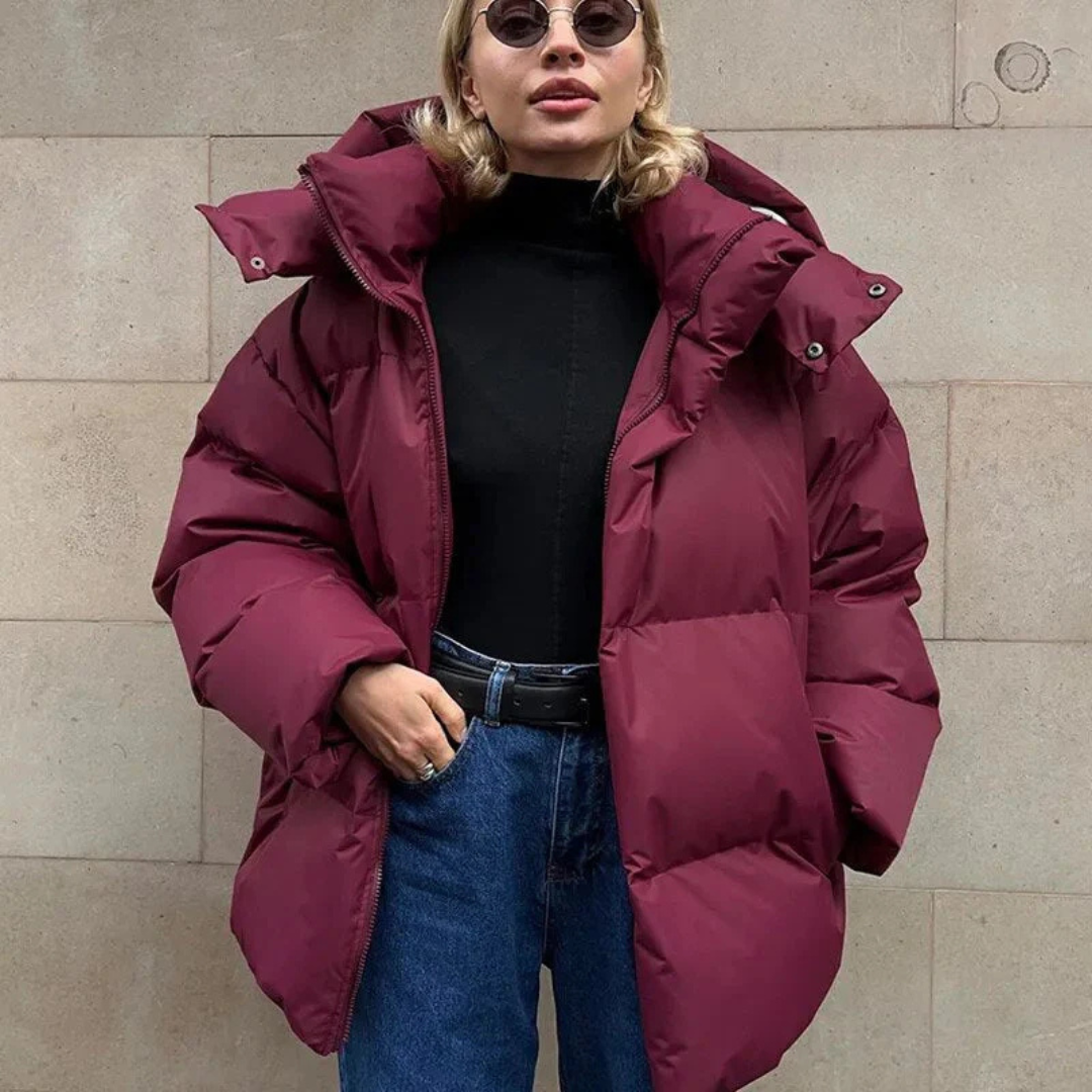 Stellianet | Dame Puffer Jakke med Hette | Oversize