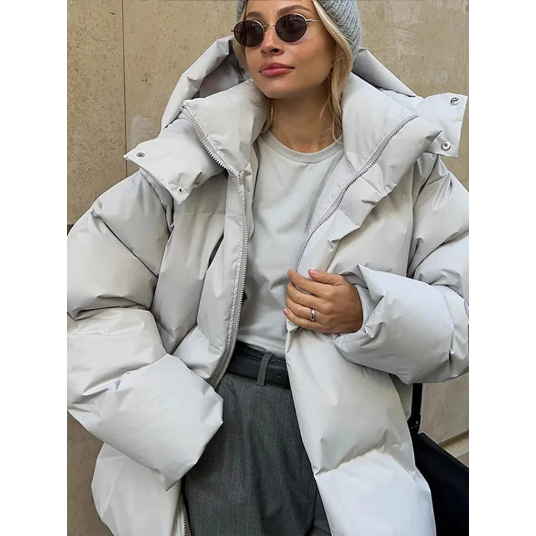 Stellianet | Dame Puffer Jakke med Hette | Oversize
