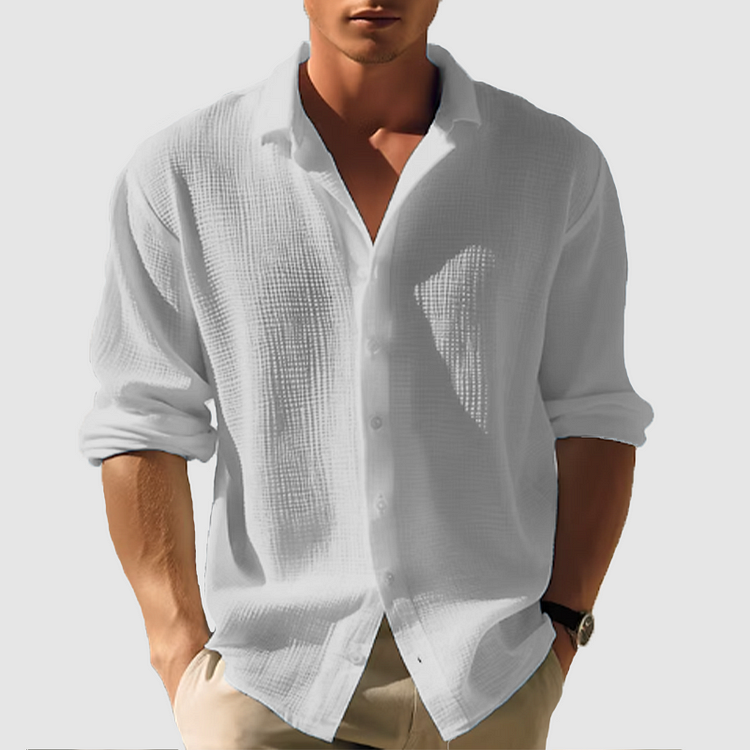 Frederik | Ensfarget langermet button-down skjorte